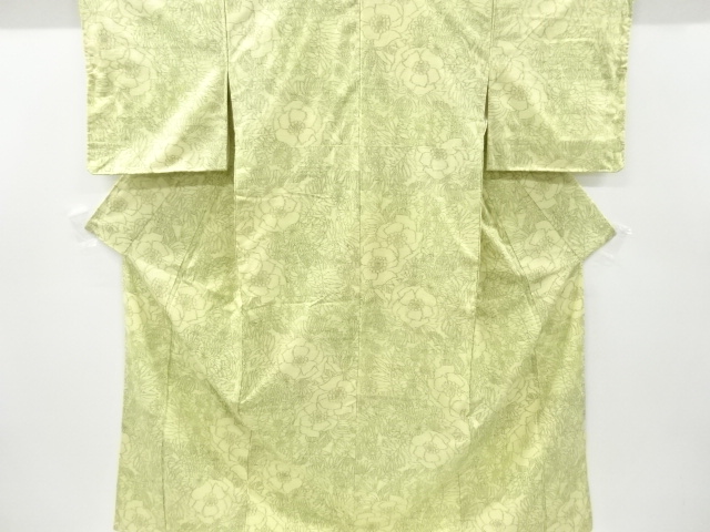 リサイクル　花模様織出し手織り真綿紬着物